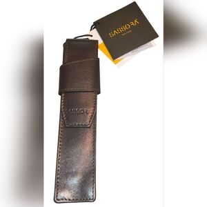 Sassora Genuine Leather Black Pen Holder
